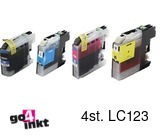 Compatible inkt cartridge LC-123, LC123 serie voor Brother, van Go4inkt (4 st) (LC121-LC125-LC127)